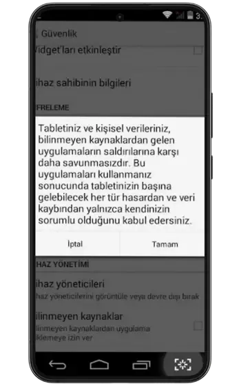 Naməlum mənbələrdən quraşdırmaya icazə verin